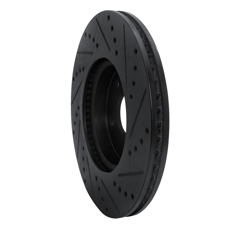 Acura Integra Brake Rotor (1) - Front Left - R1 Concepts - Drilled & Slotted - Black - `13-`25